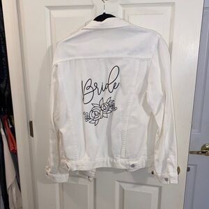 Bride White Bridal Denim Jacket size L/XL